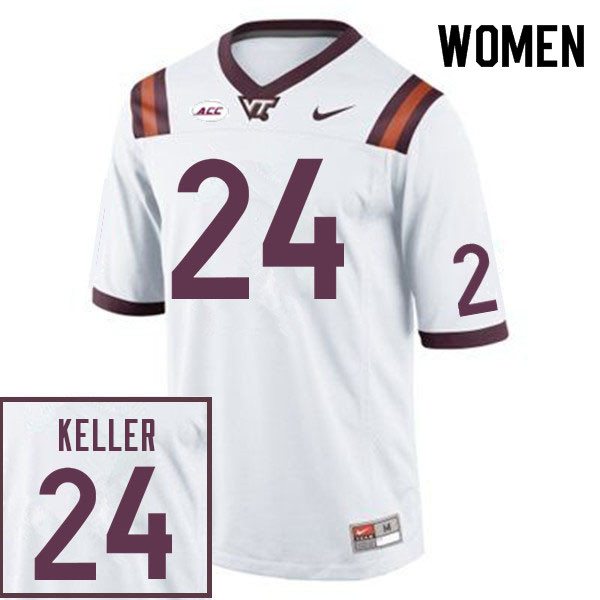 Women #24 Jaden Keller Virginia Tech Hokies College Football Jerseys Sale-White